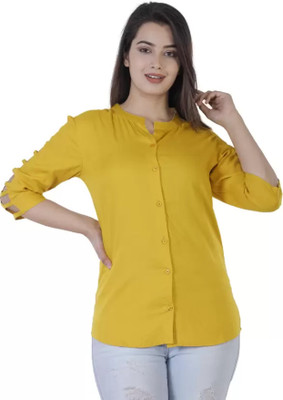 Golden Lily Formal Solid Women Yellow Top