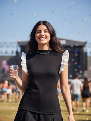 Uptownie Casual Solid Women Black Top