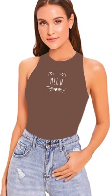 Fashion And Youth Casual Printed, Graphic Print Women Brown Top