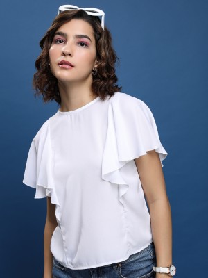 Tokyo Talkies Casual Solid Women White Top