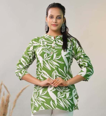 SiIDHI TEXTILE Party Printed Women Green Top