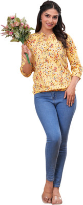 TRUSTED ENTERPRISES Casual Printed Women Yellow Top