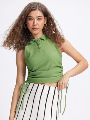 Dressberry Casual Printed Women Green Top