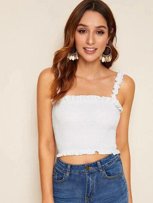 QUINTESSENTIALS Casual Solid Women White Top