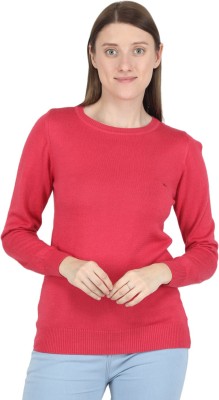 MONTE CARLO Solid Round Neck Casual Women Pink Sweater