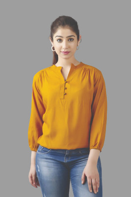 ANIHA Casual Printed Women Yellow Top