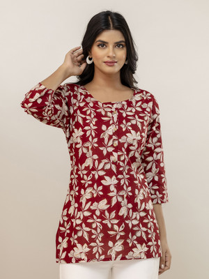 Feranoid Retail Casual Printed Women Maroon Top
