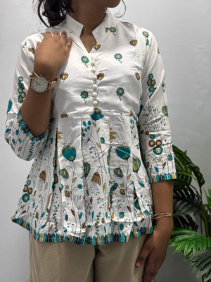 Nyha Luxe Casual Printed Women White Top