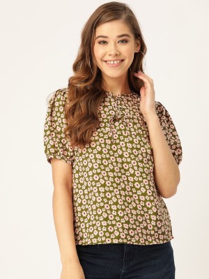 Dressberry Casual Printed Women Green Top