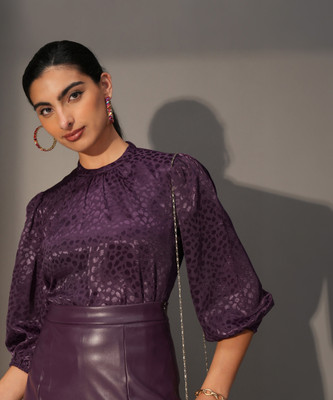 Tokyo Talkies Party Self Design Women Purple Top