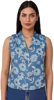 TRUSTROW Casual Solid Women Blue Top