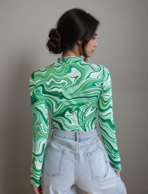 NiloBerry Party Printed Women Green Top