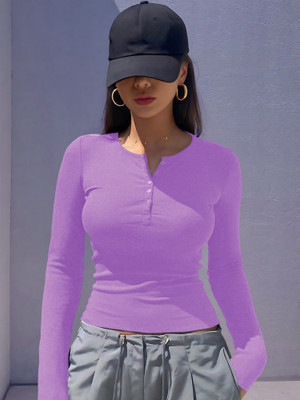 NAVYANKAA Casual Solid Women Purple Top