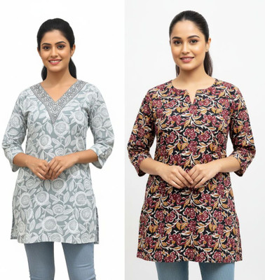 EthniWa Casual Printed Women Multicolor Top