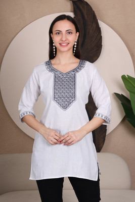 zuha enterprises Casual Embroidered Women Maroon Top