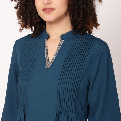 FUTURO Casual Solid Women Blue Top