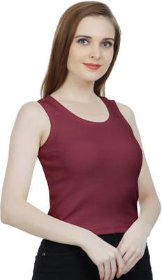 Fasska Casual Self Design Women Maroon Top