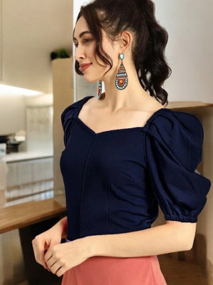 SAKSHI TRADER Casual Solid Women Blue Top