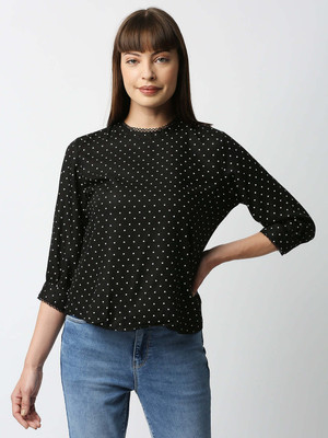 Kraus Jeans Casual Printed Women Black Top