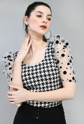 SFOTY Casual Printed Women Black, White Top