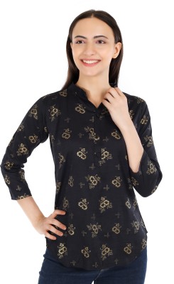 AKSHA CREATION Casual Printed Women Black Top