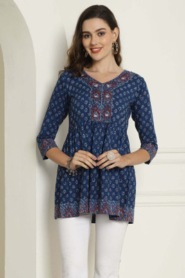 Aaradhya Fashion Casual Printed Women Blue Top
