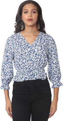 AMYANVI Casual Printed Women Blue Top