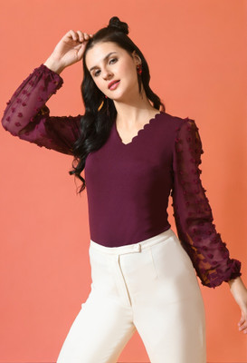 SAKSHI TRADER Casual Solid Women Purple Top