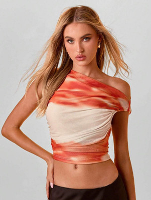 METRONAUT Casual Printed Women Orange Top