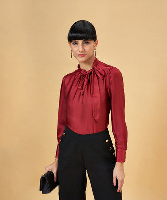 Annabelle by Pantaloons Casual Solid Women Red Top