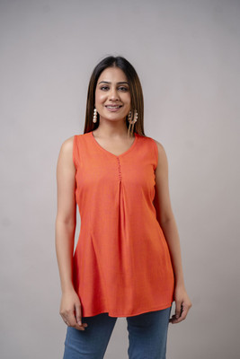RAi shree Casual Self Design Women Orange Top