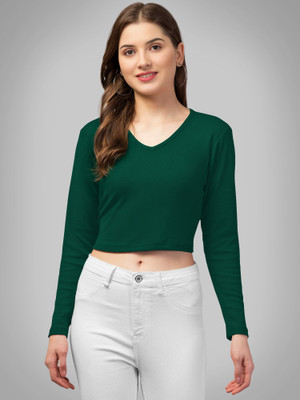 Dream Beauty Fashion Casual Solid Women Dark Green Top