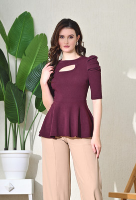 SAKSHI TRADER Casual Solid Women Purple Top