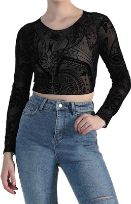Icw Casual Printed Women Black Top