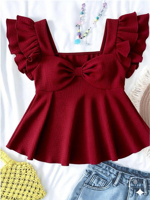 Hasan Enterprise Casual Solid Women Maroon Top