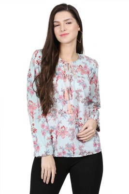 VINAYNEW Casual Floral Print Women Grey Top