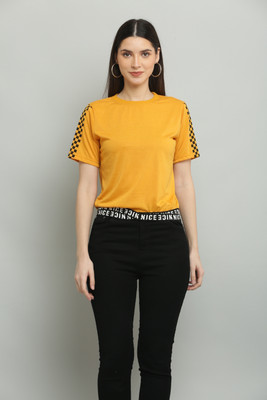 Raabta Fashion Casual Solid Women Yellow Top