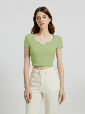 Redamancii Casual Self Design Women Green Top