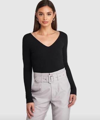 SANA FASHIONS Casual Full Sleeve Solid Women Black Top