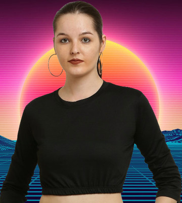 CANIDAE Casual Solid Women Black Top