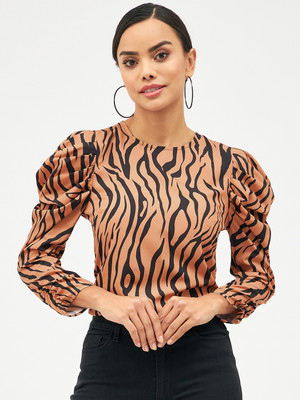 HARPA Casual Printed Women Brown Top