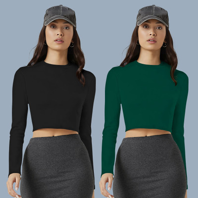 Maheshvi Casual Solid Women Dark Green Top