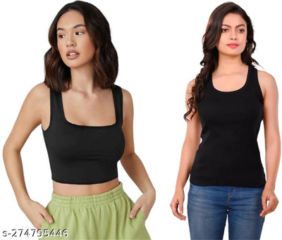 SRFASHIONPVTLTD Casual Solid Women Black Top