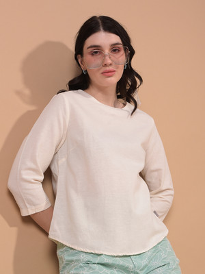 CRIMSOUNE CLUB Casual Solid Women White Top