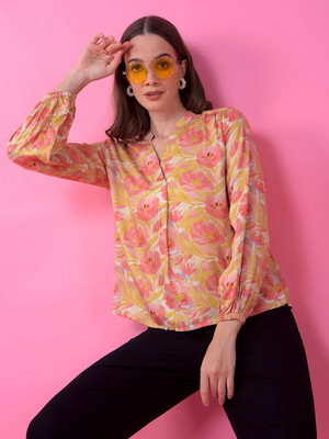 CRIMSOUNE CLUB Casual Floral Print Women Multicolor Top