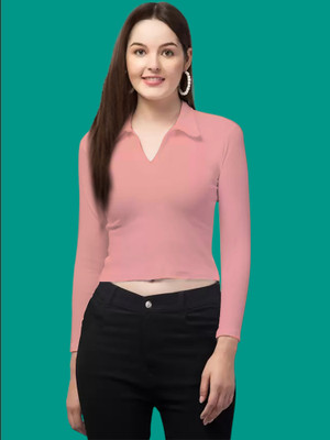 Maheshvi Casual Solid Women Pink Top