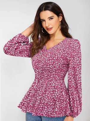 KERI PERRY Casual Printed Women Pink Top