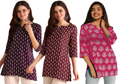 ak fashion mall Casual Printed Women Purple Top