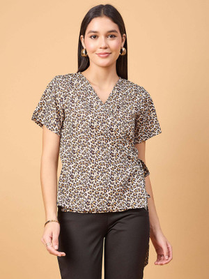 Neesh Casual Printed Women Black, Yellow, White Top