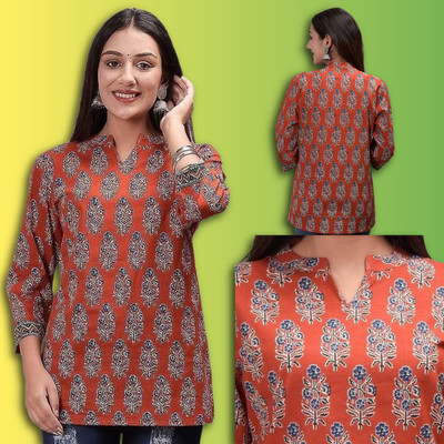 COZKE ENTERPRISE Casual Printed Women Orange Top